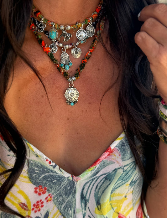 Palm Flower Bandana Necklace