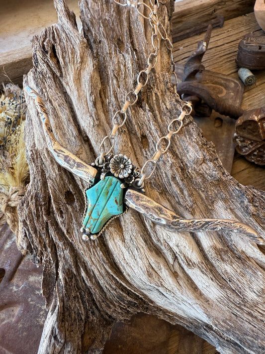 Huge .925 Kingman Longhorn Necklace