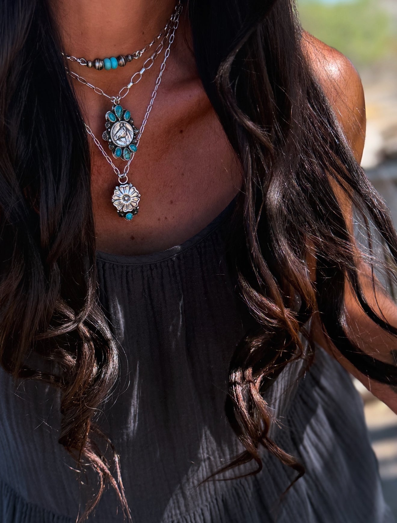 Turquoise Horse Cameo Necklace