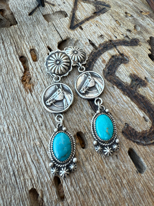 Sterling Silver Horse Cameo Earrings