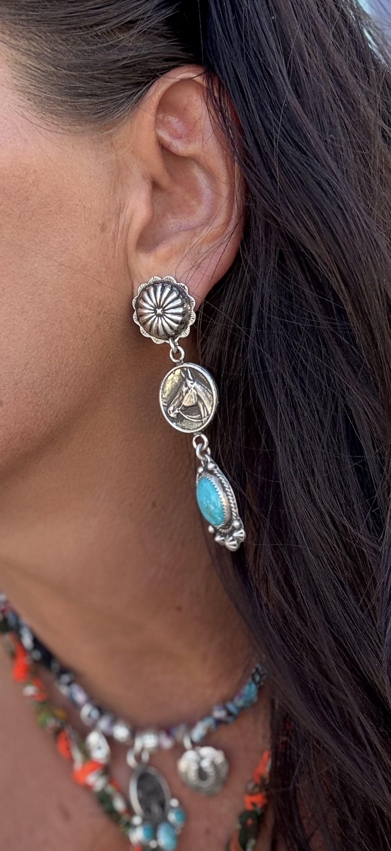 Sterling Silver Horse Cameo Earrings
