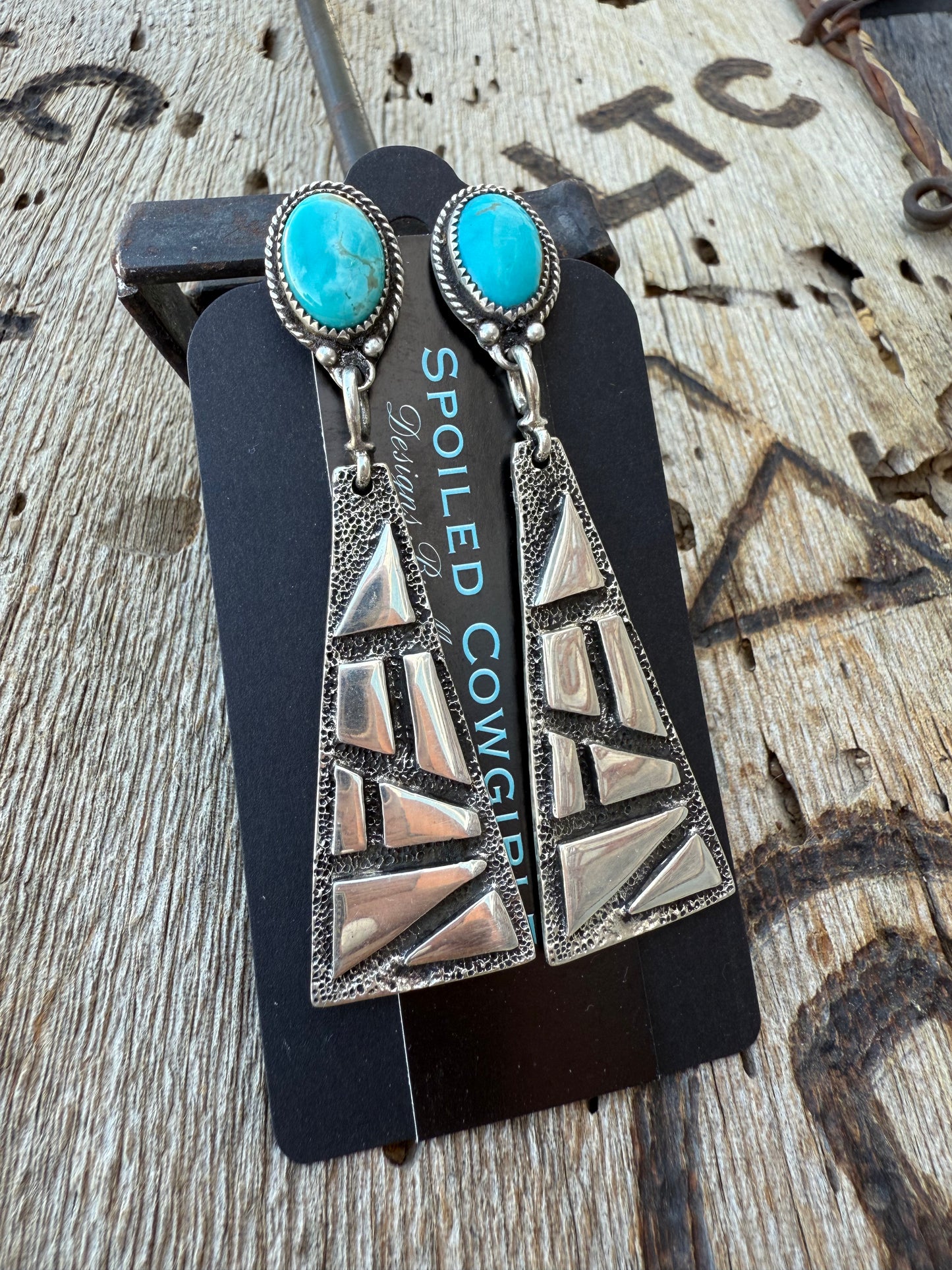 0925 Geometric Turquoise Earrings