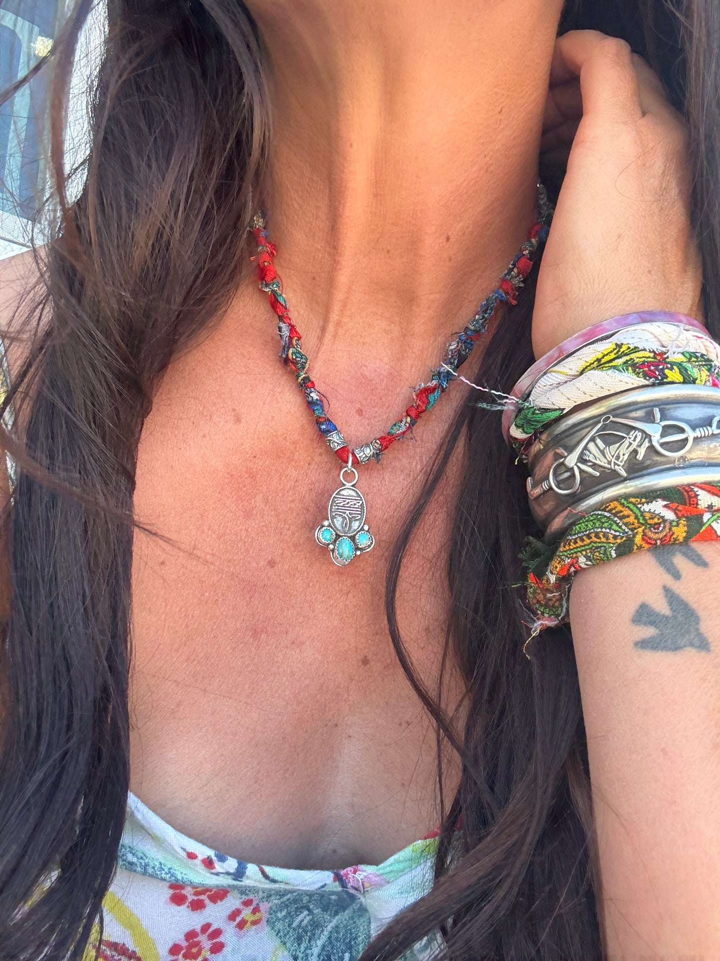 Boot Stitch Bandana Necklace