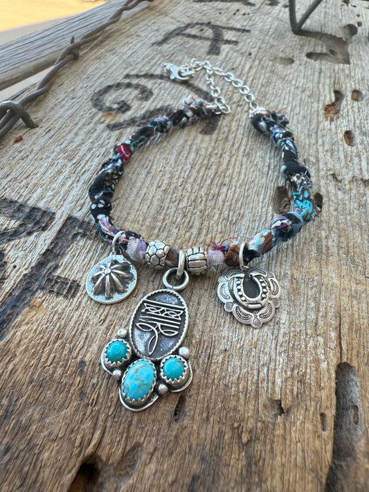 Boot Stitch 3 Charm Bandana Necklace