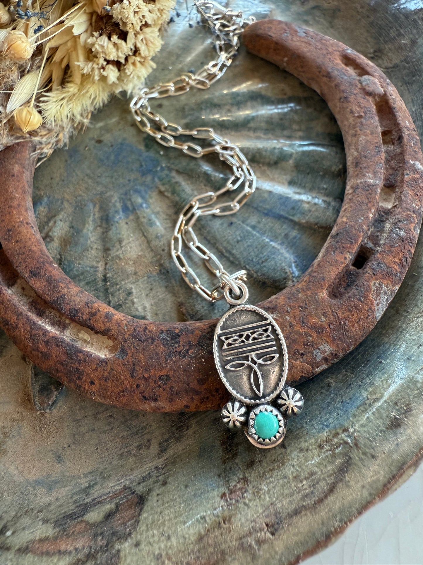 Kingman Turquoise Boot Stitch Necklace