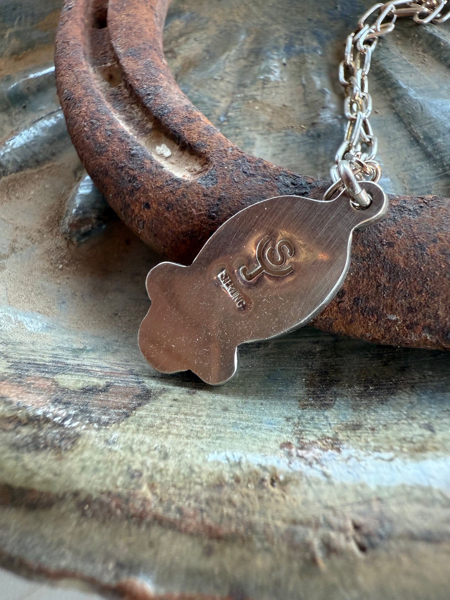 Kingman Turquoise Boot Stitch Necklace