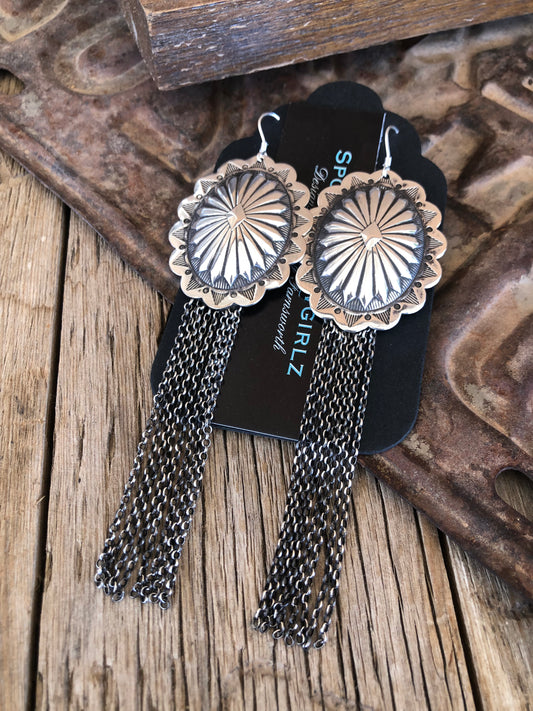 Sterling Silver Concho Earrings