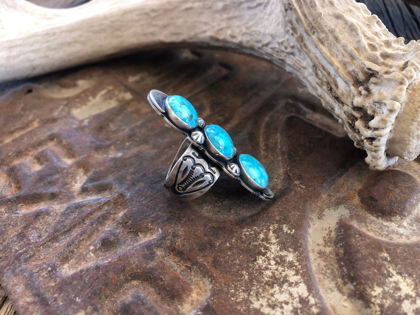 Sterling Silver & Kingman Turquoise Statement Ring