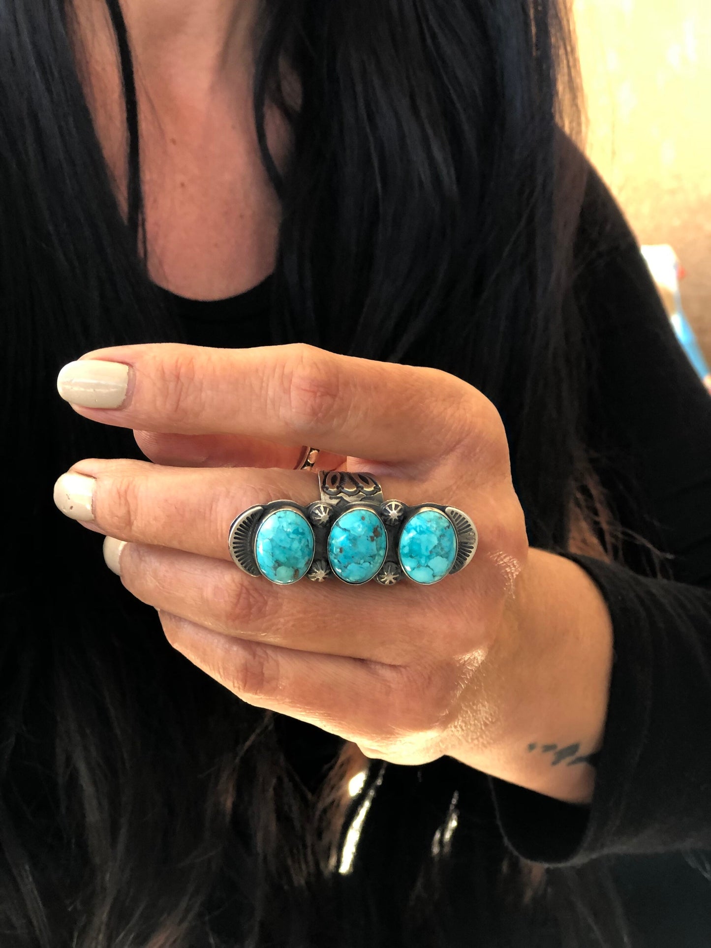 Sterling Silver & Kingman Turquoise Statement Ring