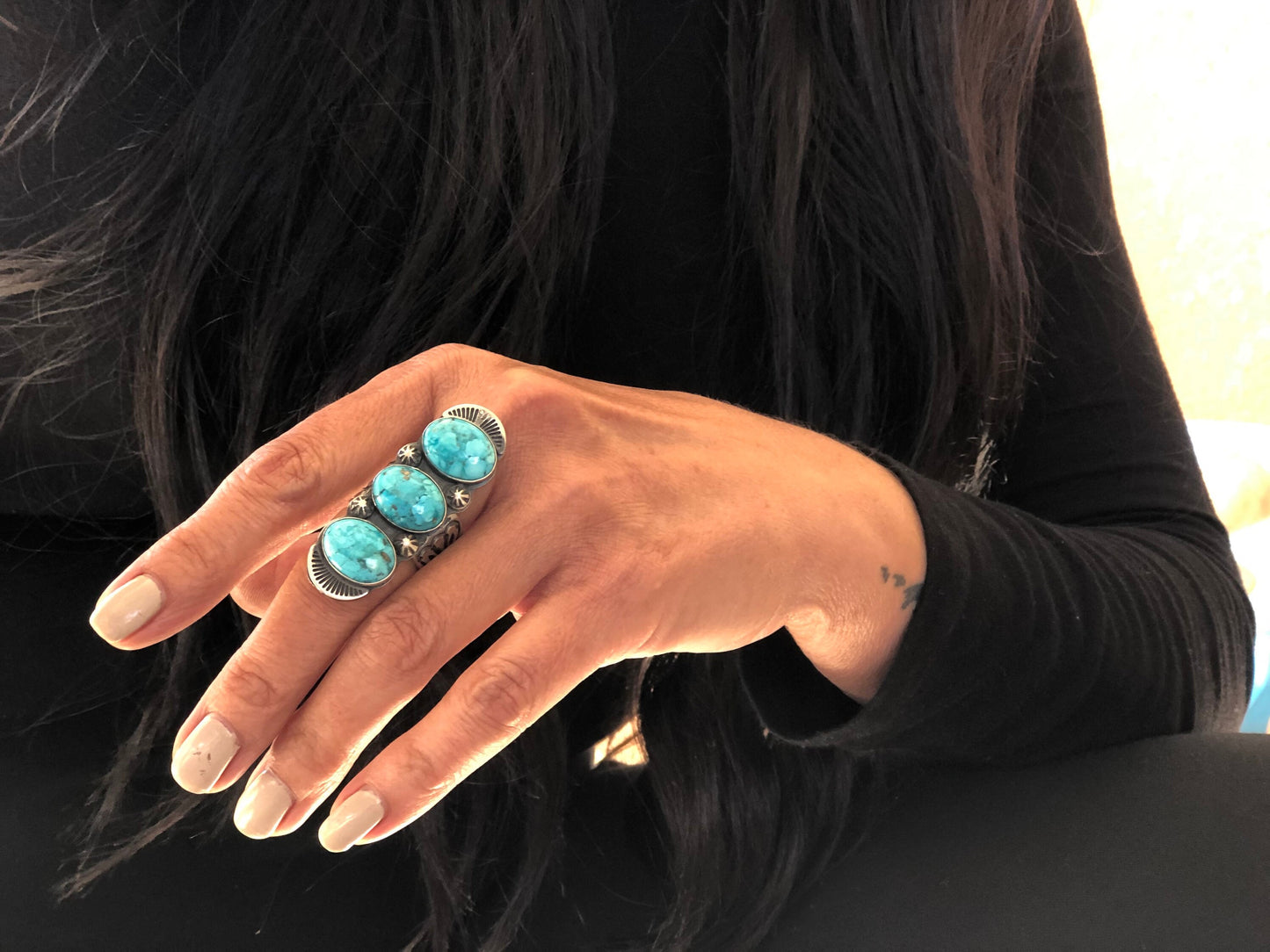 Sterling Silver & Kingman Turquoise Statement Ring