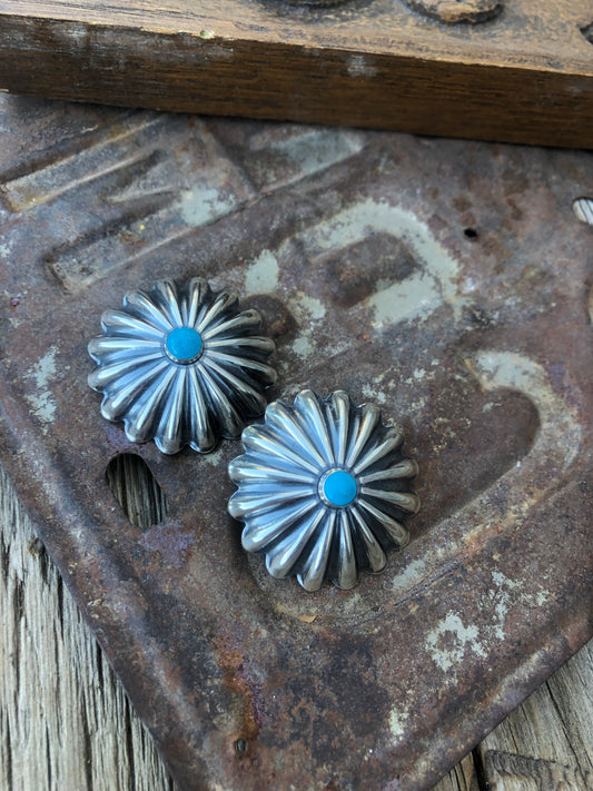 XL Turquoise Concho Earrings