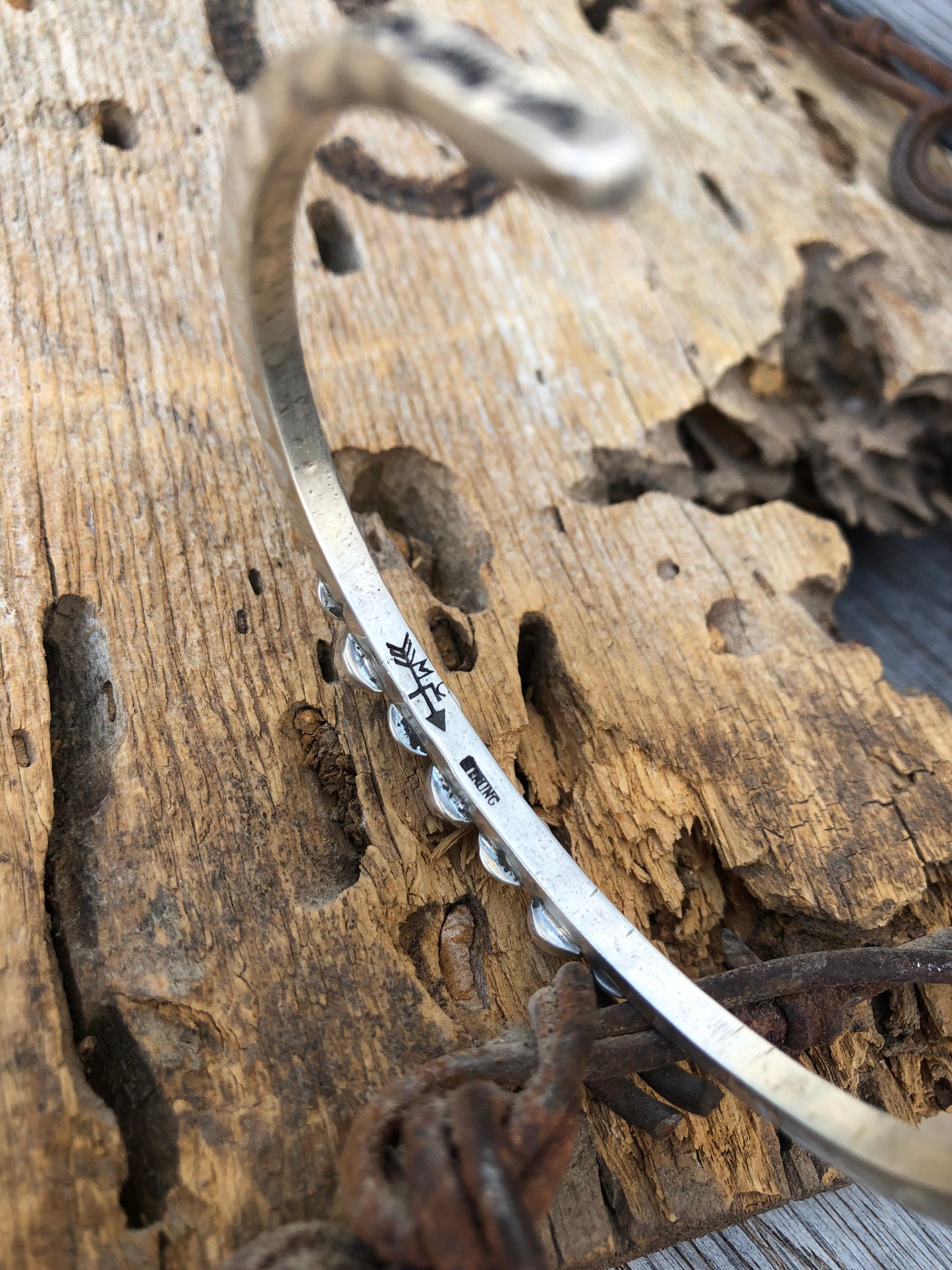 Sterling Silver & Turquoise Stamped Cuff Bracelet