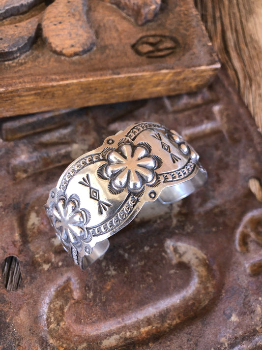 Authentic Navajo Repoussé Cuff Bracelet