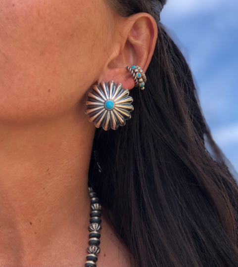 XL Turquoise Concho Earrings